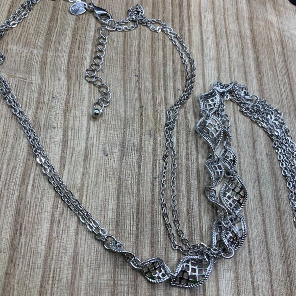 Lia Sophia Long Silver Tone Filigree Design Necklace - Picture 7 of 7